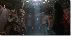 Marvel's Guardians Of The Galaxy</p><br />
<p>L to R: Rocket (Voiced by Bradley Cooper), Groot (Voiced by Vin Diesel, Star-Lord/Peter Quill (Chris Pratt), Drax (Dave Bautista) and Gamora (Zoe Saldana).  </p><br />
<p>Ph: Film Frame</p><br />
<p>©Marvel 2014