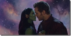 Marvel's Guardians Of The Galaxy</p><br />
<p>L to R: Gamora (Zoe Saldana) and Star-Lord/Peter Quill (Chris Pratt)</p><br />
<p>Ph: Film Frame</p><br />
<p>©Marvel 2014