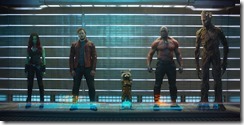 Marvel's Guardians Of The Galaxy</p><br />
<p>L to R: Gamora (Zoe Saldana), Peter Quill/Star-Lord (Chris Pratt), Rocket Raccoon (voiced by Bradley Cooper), Drax The Destroyer (Dave Bautista) and Groot (voiced by Vin Diesel)</p><br />
<p>Ph: Film Frame</p><br />
<p>©Marvel 2014