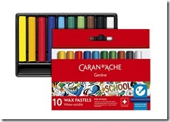 Caran d'Ache School Line - pastelli a cera acquerellabili scatola cartone 10_chiuso e aperto